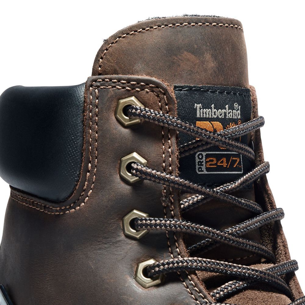 Timberland Pro Μποτακια Ανδρικα Καφε - Direct Attach 6\" Soft Toe - Greece 4509873-SN